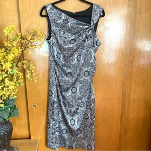 Maggie London Dress 14 Special Occasion Cocktail black silver New Years Mob Wife